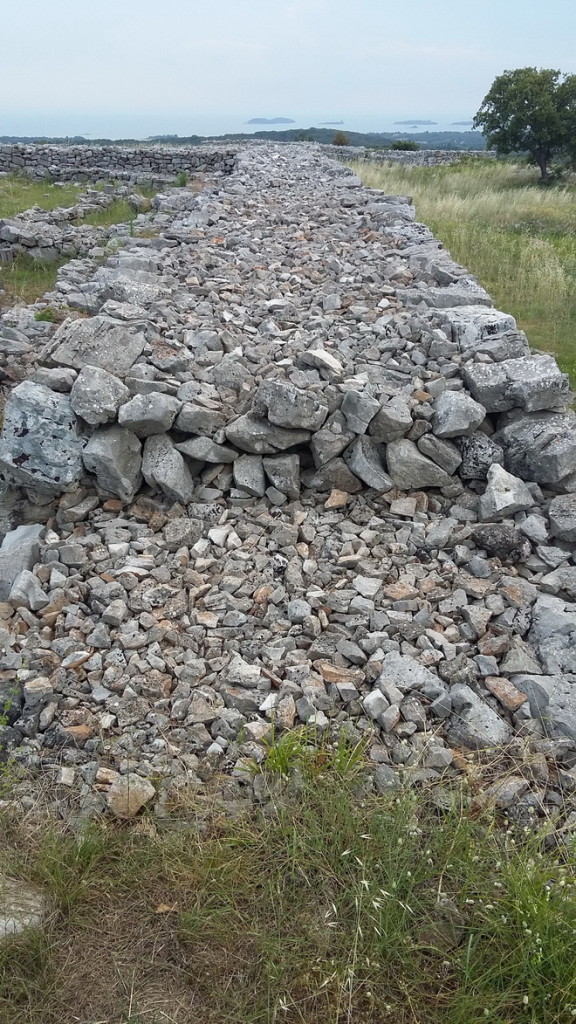 The dry stone wall construction detail.